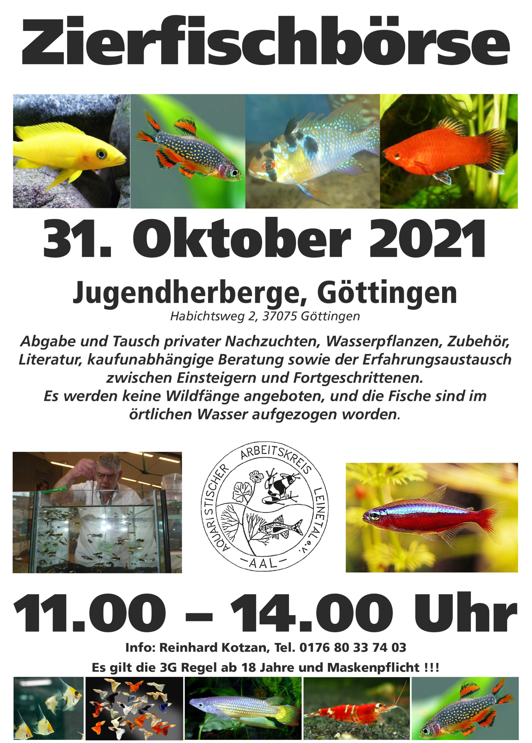 Aquariumbörse am 31. 10. 2021 ab 11.00 Uhr.